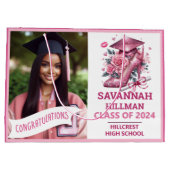 ピンクガーリーフォトカスタムラグジュアリー卒業 ラージペーパーバッグ (裏面)