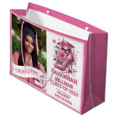 ピンクガーリーフォトカスタムラグジュアリー卒業 ラージペーパーバッグ (正面アングル)