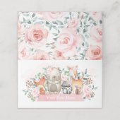 ピンクガーリーフローラウッドランド動物シャワー誕生日 プレイスカード (外部開封)