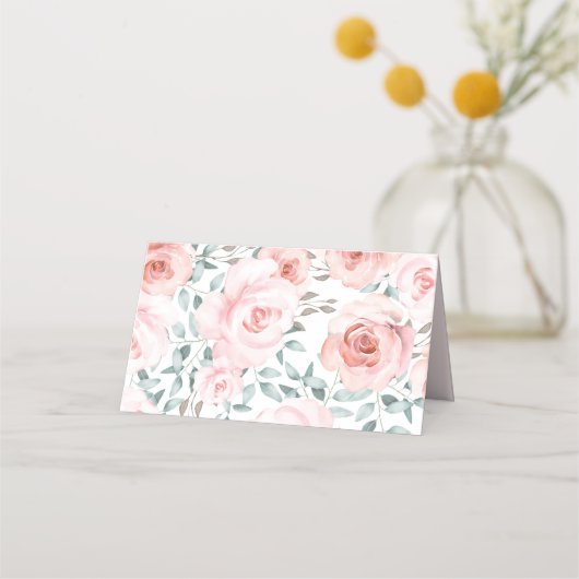 ピンクガーリーフローラウッドランド動物シャワー誕生日 プレイスカード (裏面)