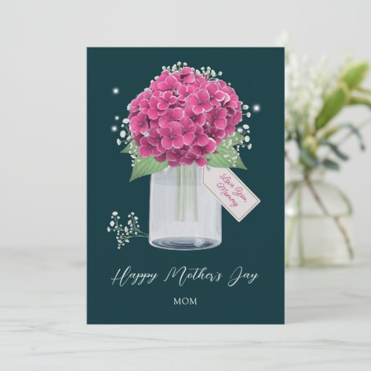 ピンクガーリーフローラグリーンハッピーマザーズデイ カード (スタンド正面)
