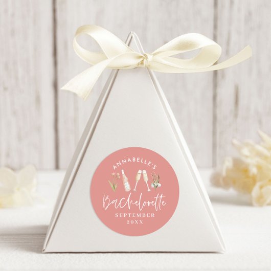 ピンクガーリーフローラシャンパンバチェロレッテスタイリッシュ ラウンドシール