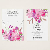 ピンクガーリーフローラジュエリーイヤリングネックレスディスプレイ (正面&裏面)