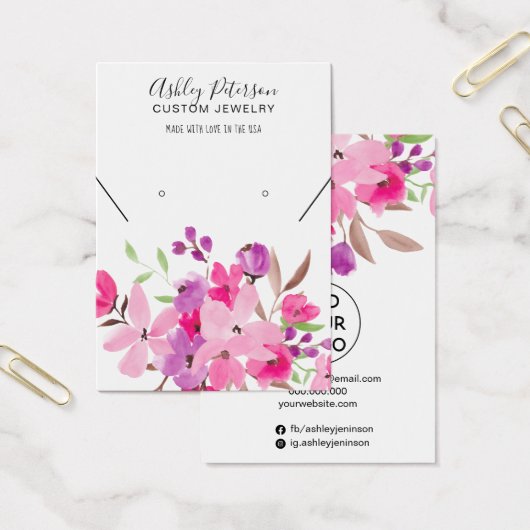 ピンクガーリーフローラジュエリーイヤリングネックレスディスプレイ (オフィス)