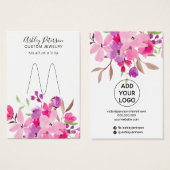 ピンクガーリーフローラジュエリーリングのホルダー表示 (正面&裏面)