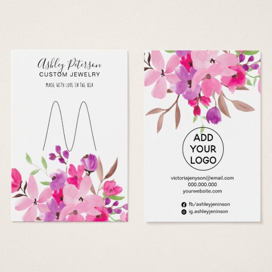 ピンクガーリーフローラジュエリーリングのホルダー表示 (正面&裏面)