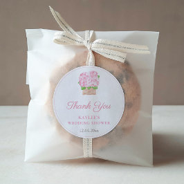 ピンクガーリーフローラブライダルシャワーお願い ラウンドシール