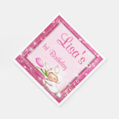 ピンクガーリーフローラベビーバニー1歳の誕生日 スタンダードランチョンナプキン (角)