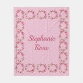 ピンクガーリーフローラベビー子供部屋キッズフリースブランケット フリースブランケット (正面)