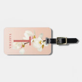 ピンクガーリーフローラマグノパーソナライズされたリア ラゲッジタグ (正面横)