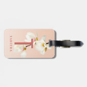 ピンクガーリーフローラマグノパーソナライズされたリア ラゲッジタグ (裏面横)
