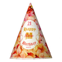 ピンクガーリーフローラモダン21歳の誕生日紙