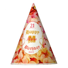 ピンクガーリーフローラモダン21歳の誕生日紙 パーティーハット