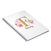 ピンクガーリーフローラモノグラム文字F ノートブック (右側)