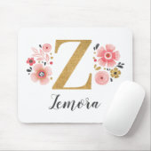 ピンクガーリーフローラモノグラム文字Z マウスパッド (マウス)
