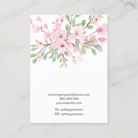 ピンクガーリーフローラロゴジュエリーネックレス 名刺 (裏面)