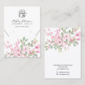 ピンクガーリーフローラロゴジュエリーネックレス 名刺 (正面/裏面)