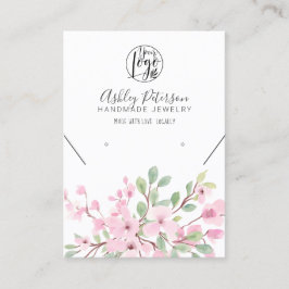 ピンクガーリーフローラロゴジュエリーネックレス 名刺