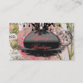ピンクガーリーフローラヴィンテージパリファッションサロン 名刺 (正面)