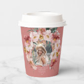 ピンクガーリーフローラ写真卒業パーティー紙カップ 紙コップ (裏面)
