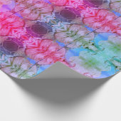 ピンクガーリーフローラ抽象芸術ウォーターカラーボホシック ラッピングペーパー (角)