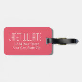 ピンクガーリーフローラ水彩カスタム ラゲッジタグ (裏面横)