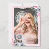 ピンクガーリーフローラ看護フォト（バック）卒業 招待状 (裏面)