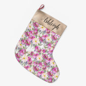 ピンクガーリーフローラ金ゴールドグラム ラージクリスマスストッキング (正面 (吊り時))