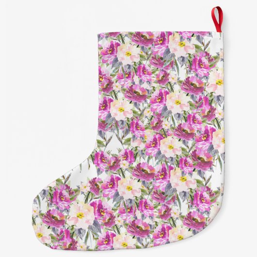 ピンクガーリーフローラ金ゴールドグラム ラージクリスマスストッキング (裏面)