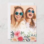 ピンクガーリーフローラ金ゴールドグリッター写真卒業 招待状 (裏面)