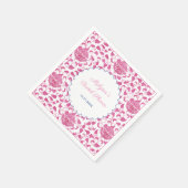 ピンクガーリーフローラChinoiserieブライダルシャワー スタンダードカクテルナプキン (角)