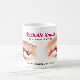 ピンクガーリーブラウンウォーターカラーアイメイクアップアーティスト コーヒーマグカップ