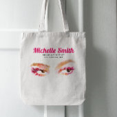 ピンクガーリーブラウンウォーターカラーアイメイクアップアーティスト トートバッグ