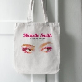 ピンクガーリーブラウンウォーターカラーアイメイクアップアーティスト トートバッグ