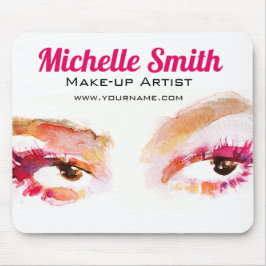 ピンクガーリーブラウンウォーターカラーアイメイクアップアーティスト マウスパッド