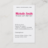 ピンクガーリーブラウンウォーターカラーアイメイクアップアーティスト 名刺 (裏面)