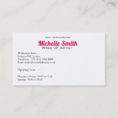 ピンクガーリーブラウンウォーターカラーアイメイクアップアーティスト 名刺 (裏面)