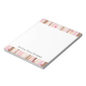 ピンクガーリーブラウンヒョウ印刷ハートストライプ ノートパッド (回転)