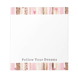 ピンクガーリーブラウンヒョウ印刷ハートストライプ ノートパッド