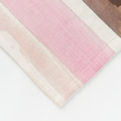 ピンクガーリーブラウンヒョウ印刷ハートストライプ フリースブランケット (角)