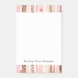 ピンクガーリーブラウンヒョウ印刷ハートストライプ ポストイット