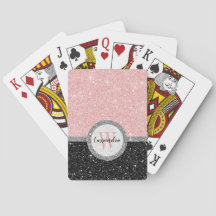 ピンクガーリーブラックグリッターモノグラム名