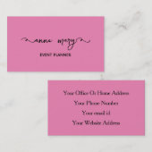 ピンクガーリーブラックトレンディー書道イベントプランナー 名刺 (正面/裏面)