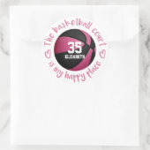 ピンクガーリーブラックバスケットボールコート私の幸せな場所 ラウンドシール (バッグ)