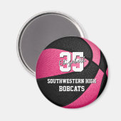 ピンクガーリーブラックパーソナライズされたバスケットボール マグネット (正面/裏面)