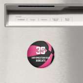 ピンクガーリーブラックパーソナライズされたバスケットボール マグネット (インサイチュ (食洗機))