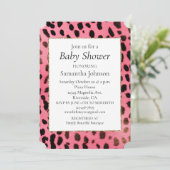 ピンクガーリーブラックレオパード印刷招待状 招待状 (スタンド正面)