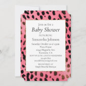 ピンクガーリーブラックレオパード印刷招待状 招待状 (正面)