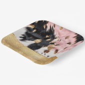 ピンクガーリーブラック金ゴールドスパークル女性のカーボーイ牛革 ペーパープレート (傾斜あり)