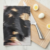 ピンクガーリーブラック金ゴールド女性のカーボーイ牛革 キッチンタオル (四つ折り)